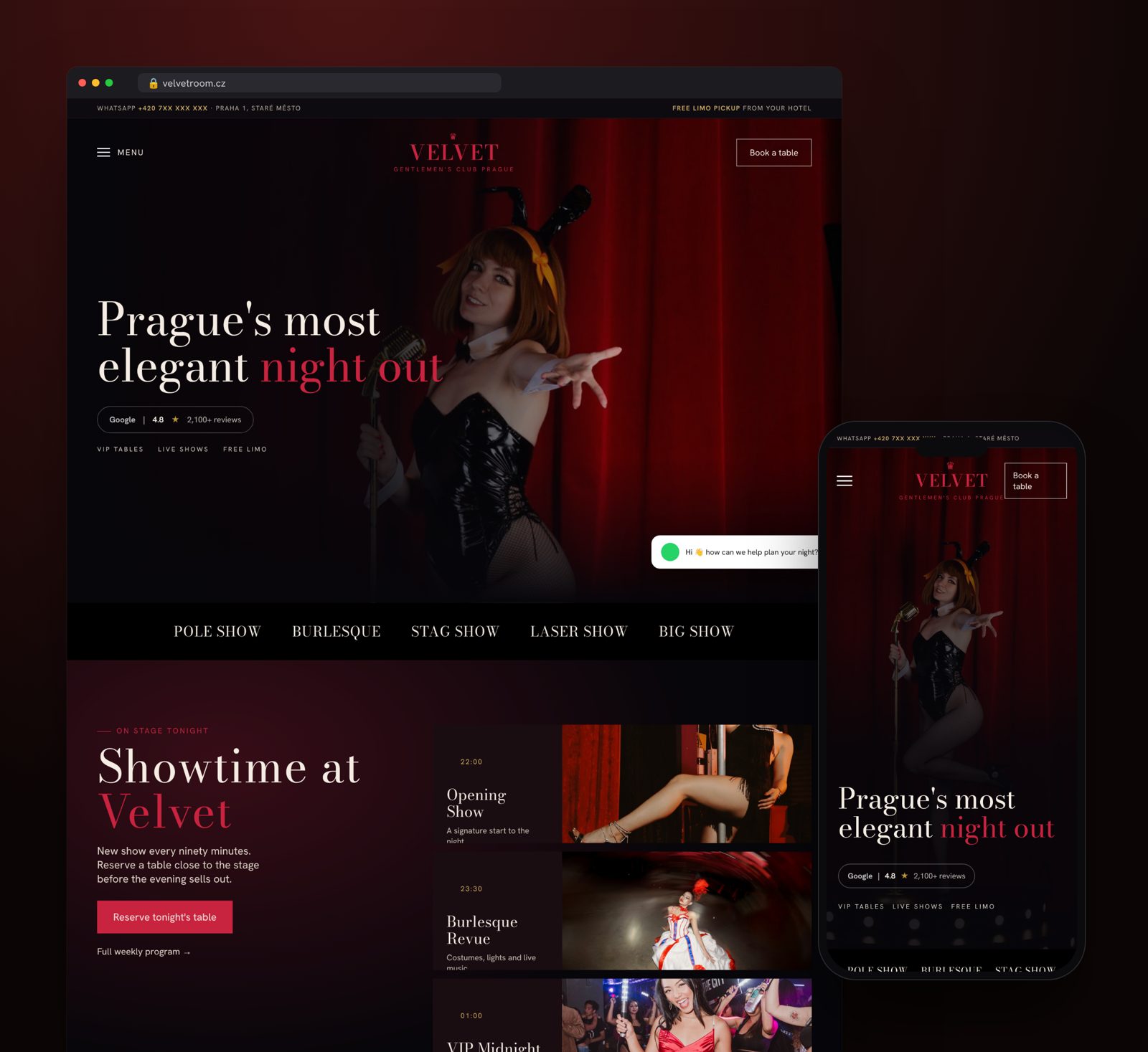 Ukázkový web strip baru a gentlemen's clubu